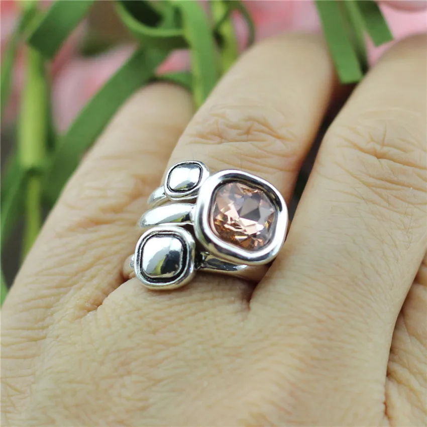 Fashion Design Women Square Crystal Retro Rings 3pcs/Set For Female Party Wedding 17mm Diameter Jewelry ring set finger ring wedding rings wedding ring