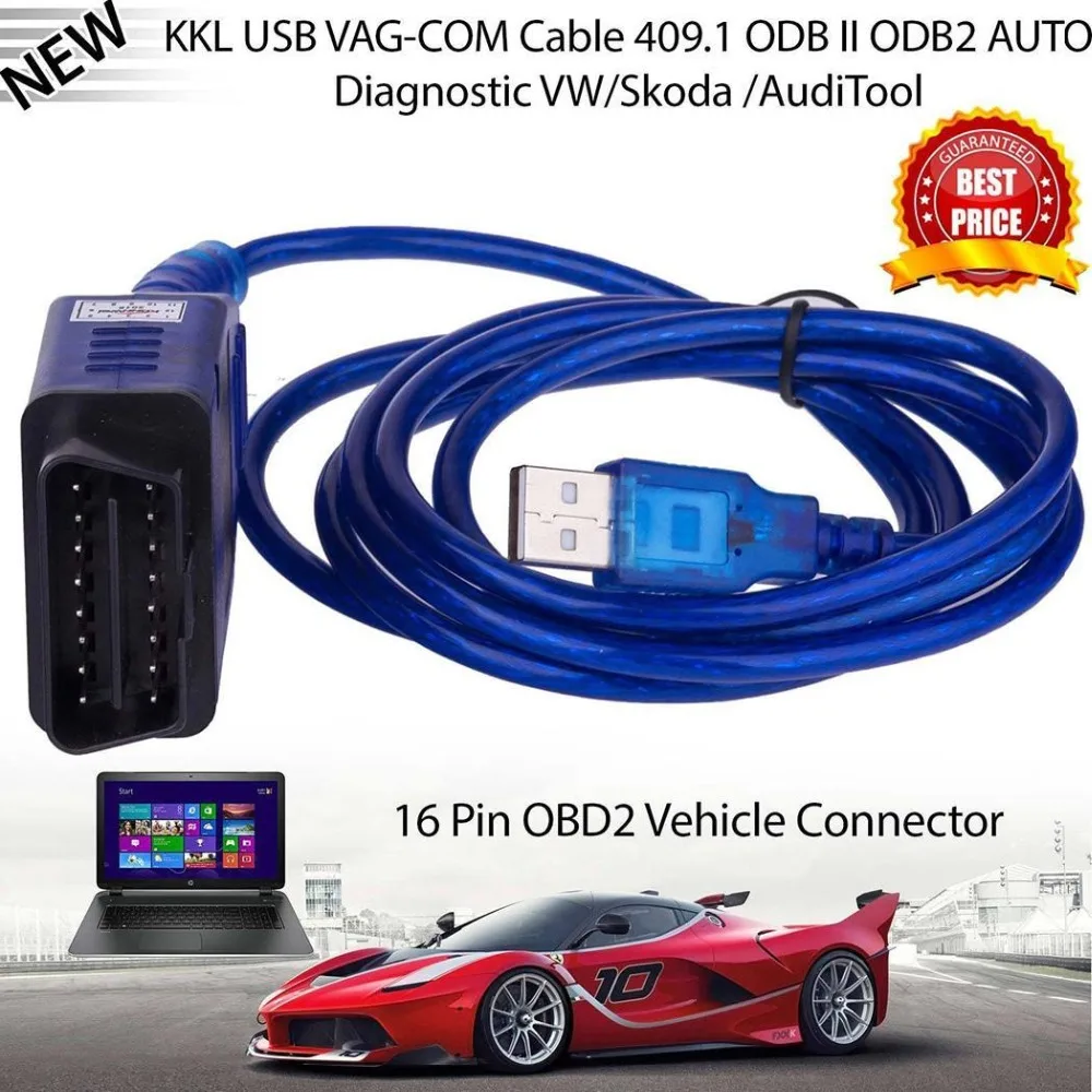 Автомобильный USB кабель KKL VAG-COM 409,1 OBD2 II OBD WINDOWS 98/ME/2000/NT и XP диагностический сканер для V W Audi Seat Volkswagen