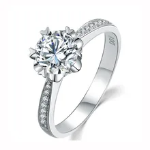 Серебряное кольцо с покрытием из белого золота, стиль снежинки, 6 когтей, 1ct, круглая бриллиантовая огранка, лабораторные ювелирные изделия с бриллиантами, кольцо с муассанитом