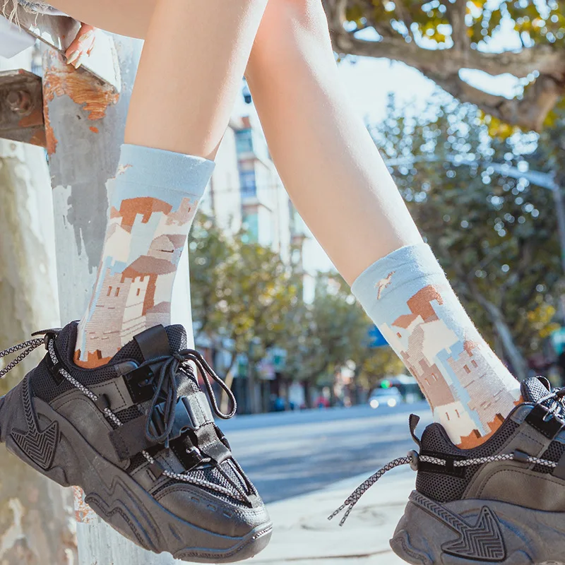 Happy Socks – chaussettes unisexe pour femmes, peinture à l'huile Van Gogh, en coton peigné, fantaisie drôle, décontracté, nouveauté, cadeaux de fête, vente en gros, 1 paire