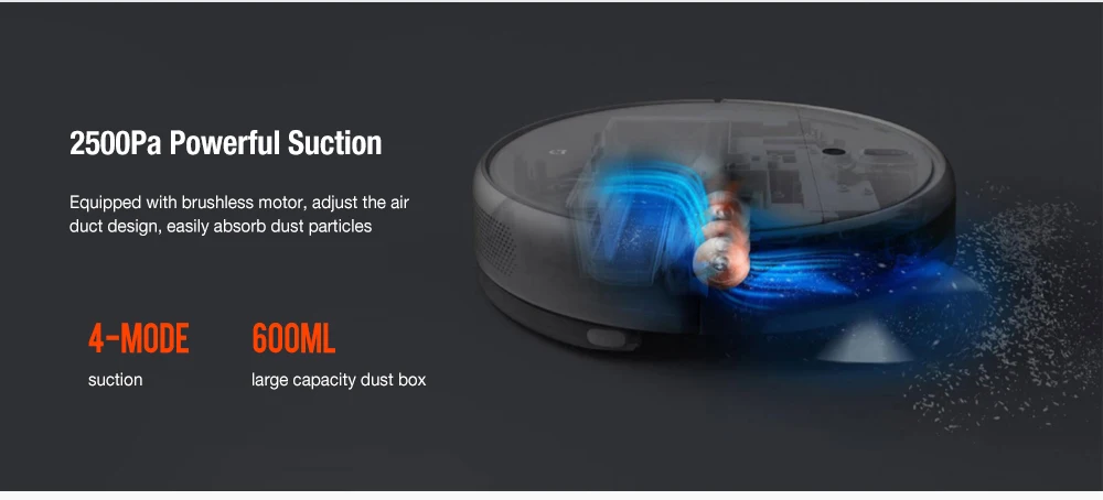 01 MIJIA 1C Sweeping Robot Vacuum Cleaner with Visual Dynamic Navigation Smart Water Tank 2500Pa Powerful Suction