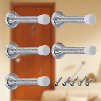

10pcs Wall Mount Skirting With Base Practical Board Flexible Door Stopper Rubber Cap Metal Home Cushion Spring Protective