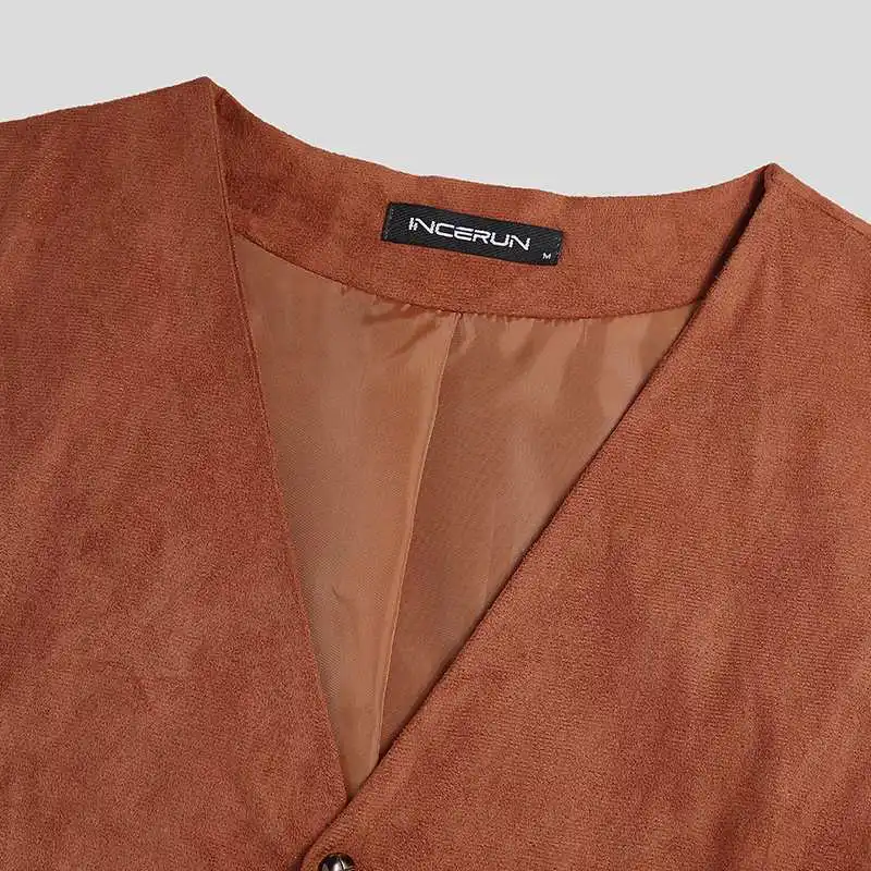 Мужской костюм, жилеты, модные, без рукавов, на пуговицах, повседневные, одноцветные, для джентльмена, деловые жилеты, элегантное короткое пальто в формальном стиле, топы, S-3XL, INCERUN