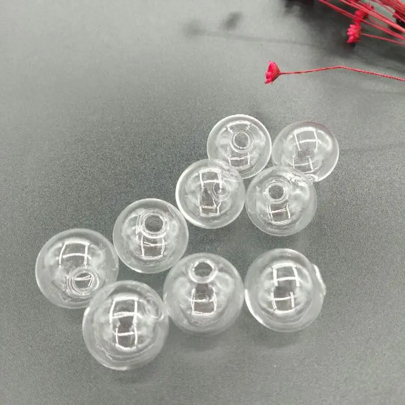 8pcs 6/8/10/12/14/16/18/20/25/30mm Empty hollow glass ball hole round bubble vial glass globe orbs jewelry findings beads