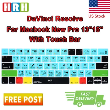 

HRH DaVinci Resolve Hotkey Shortcuts Silicone Keyboard Cover Skin Protector For Mac New Pro 13"15" With Touch BarA1706A2159 US