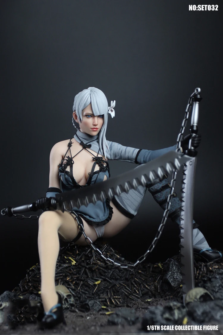 

1/6 Cosplay Sexy Female Figure Underwear Female Warrior Clothes Suit & Double Heads & Weapon Model for 12'' Action Figure Body
