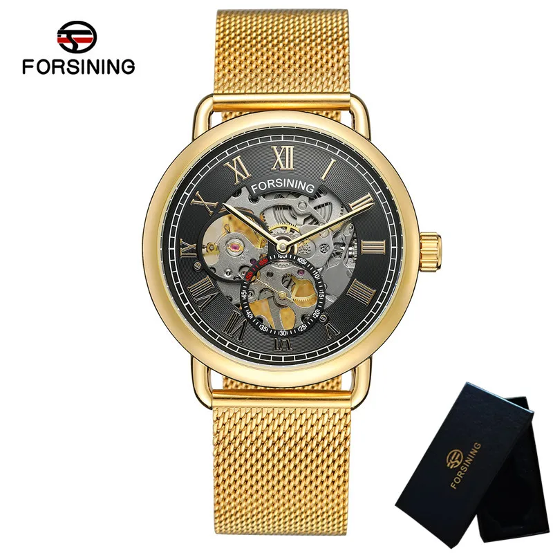 FORSINING Mechanical Men Wristwatch Military Sport Male Clock Top Brand Luxury Stainless Steel Skeleton Waterproof Man Watch 029 - Цвет: FS02904