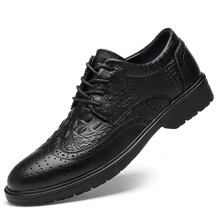 famous brand men fashion wedding party dress cow leather shoes alligator grain pointed toe shoe zapatos de hombre sneakers male