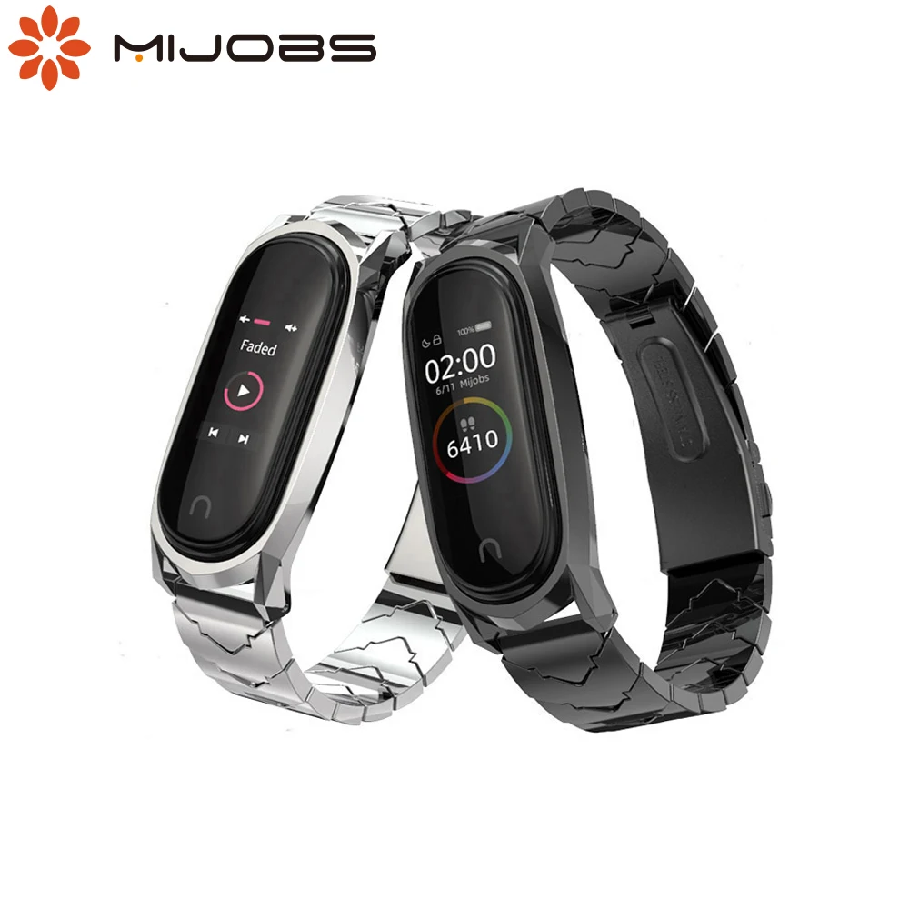 Металлический браслет Mijobs для Xiaomi Mi Band 4 ремешок с v образным вырезом из