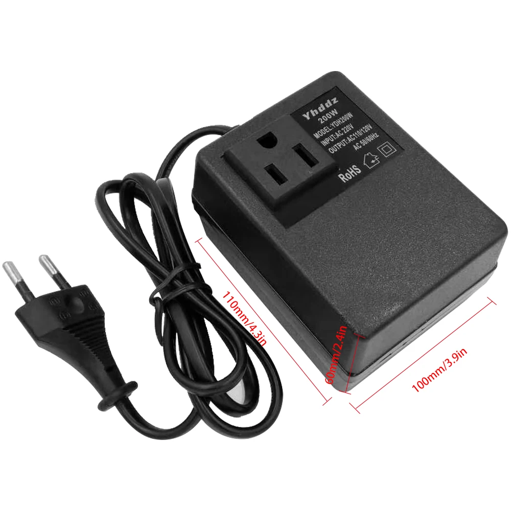 

200W Intelligent Efficient Household AC 220V To 110V Step Down Transformer Voltage Converter Travel Power Adapter