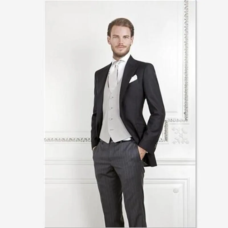 

Terno Masculino Mens Suits (Jacket+Pants+Vest) Groom Two Buttons Groomsmen Wedding/Dinner Suits Best Man Bridegroom