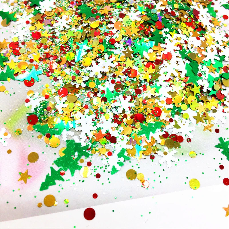 1 Box Mix Christmas Snowflake Xmas Tree Starlights Nail Art Decorations Holo Nails Glitter Sequins Supplies | Дом и сад