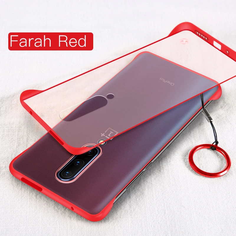 Ультратонкий матовый чехол для телефона OnePlus 6, 6 T, 7, 7 Plus, без полей, с кольцевой пряжкой, однотонный защитный чехол - Цвет: red