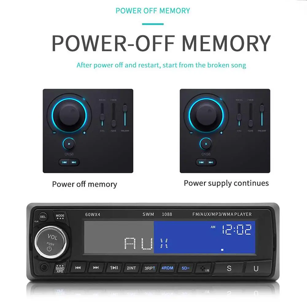 

12V Bluetooth USB / SD / AUX MP3 Player Radio Car Electronic Stereo Audio Single FM Handsfree Music Car CD Player