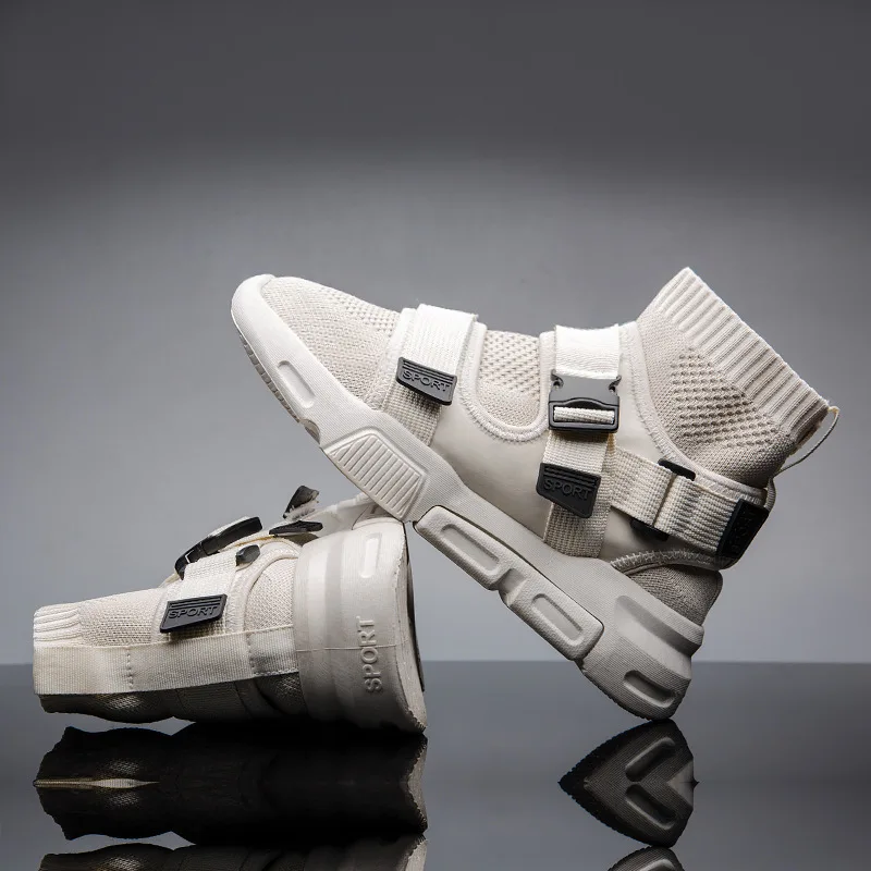 

2019 New Style Autumn Hight-top Fly Woven Korean-style Trend Hip Hop Men Street Casual Sports Shoes Versatile wa zi xie