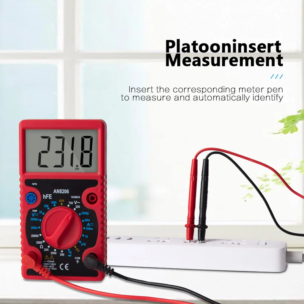 

Handheld LCD Digital Multimeter Portable AC/DC Ammeter Voltmeter Ohmmeter Diode Transistor Tester for Beginners with Test Leads