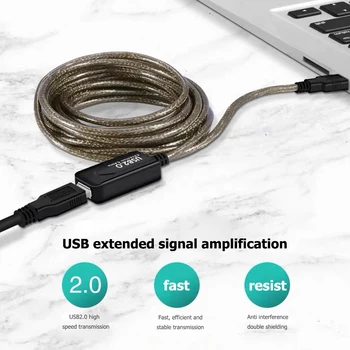 

USB 2.0 Extension Repeater Cable Classic Colors and Simple Durable Design Network Card Extender Cord for Computer Printer