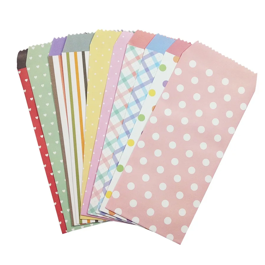 Dots Striped Envelope Creative DIY Paper Scrapbooking Gift Write letter stationery study student supplies 195x85mm 10Pcs/lot Kraft Paper Envelopes Window Envelopes Mailing Envelopes Mini Envelopes Seed Storage Envelopes