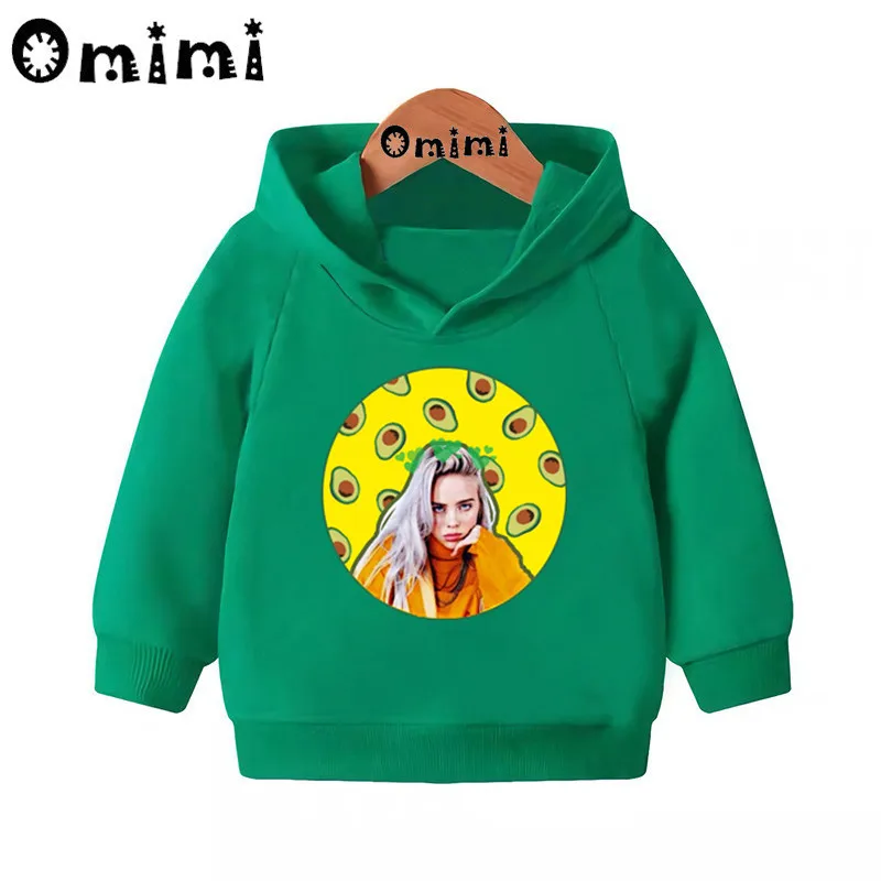 Детские толстовки Billie Eilish в стиле хип-хоп; Детские повседневные толстовки с капюшоном; пуловер для малышей; топы для девочек и мальчиков; осенняя одежда; KMT4545 - Цвет: Green-4545D