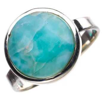 

StarGems Natural Caribbean Larimar Handmade 925 Sterling Silver Ring 9 D4686