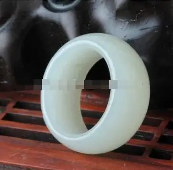 

Fashion jewelry Certified Natural white jade Hetian And nephrite Round Circle Ring