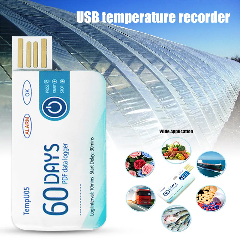 USB Регистратор температуры регистратор температуры одноразовый 60 дней записи 1000 отсчетов SF66