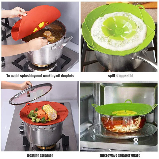 Silicone Lid Spill Stopper Cover - A Perfect Solution To Prevent Food