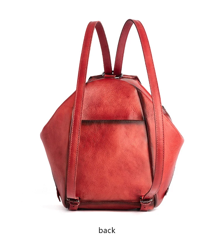 Color Red Backt View of Vintage Backpack
