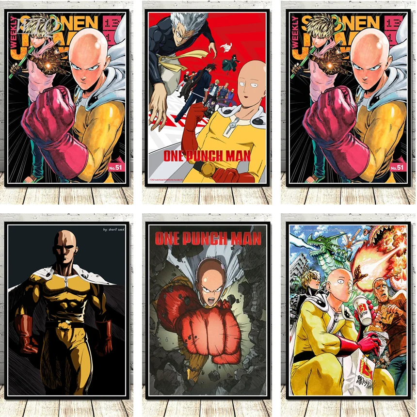 Retro Poster One Punch Man Japan Anime Anime Poster Wall Poster Canvas Painting Wall Decor Wall Art Picture Poster Home Decor