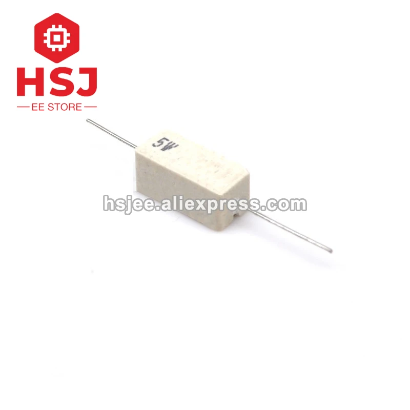 10pcs 5W 5% Cement Resistor Power Resistance 0.1R ohm ~ 100K 0.5R 1R 4.7R 10R 22R 33R 68R 100R 1K 10K 12K 15K 30K | Электронные