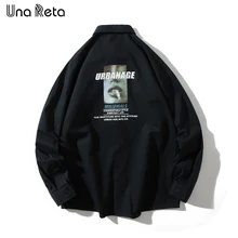 Una Reta Мужская рубашка Осенняя Новая модная брендовая мужская рубашка с принтом уличная одежда с длинным рукавом однобортные повседневные рубашки в стиле ретро