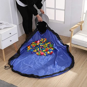 

2Pcs Large + Small Toy Storage Bucket Bag Toy Cleaning Storage Basket and Game Pad Large Lapacity Toy Storage Bag