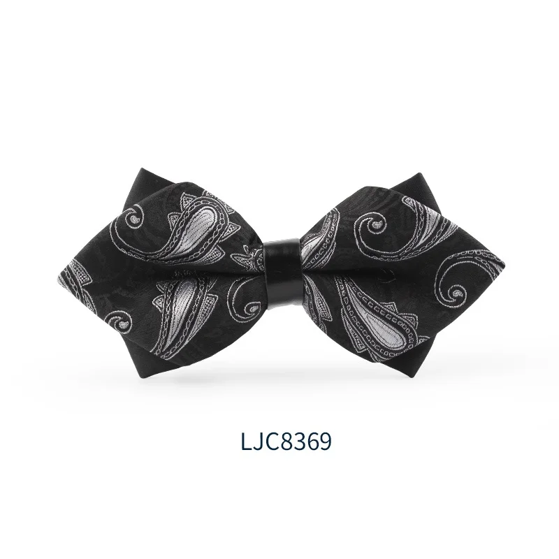 LJC8369 Новая мода Для мужчин с бантом Галстуки Для Свадьба двойная ткань Пейсли бабочкой клуб банкет вечернее Алмаз галстук-бабочка с подарочной коробкой - Цвет: LJC8369