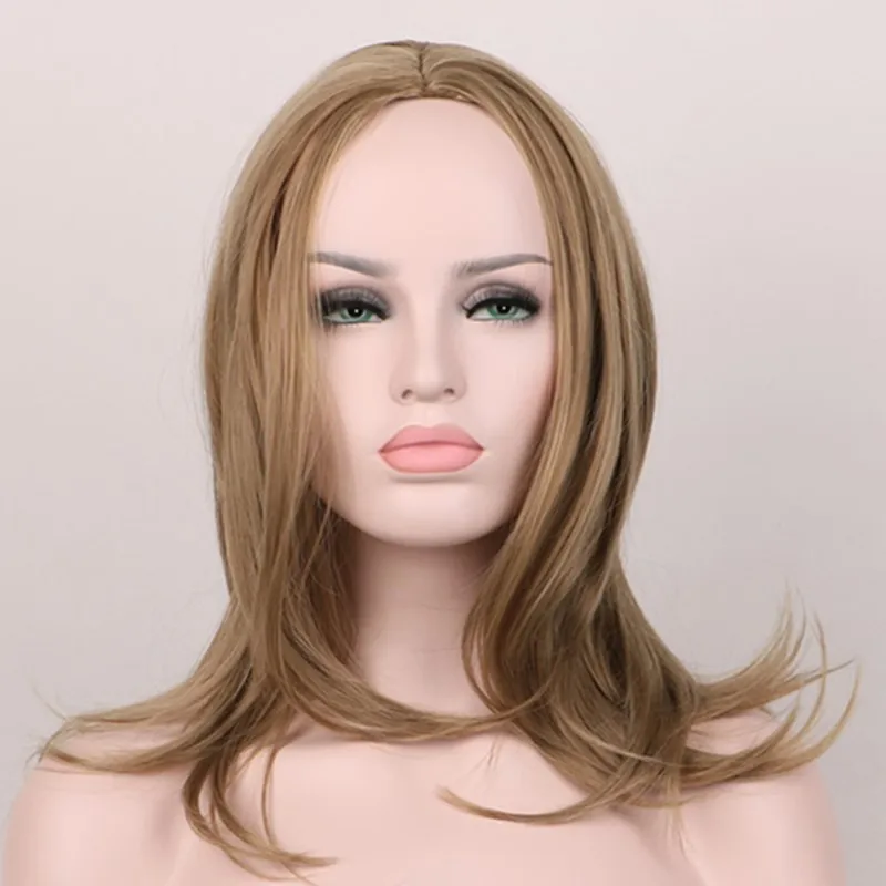 45 см Средний русый парик прямые волосы термостойкие Женские синтетические парики боб Высокая температура волокна woodfestival