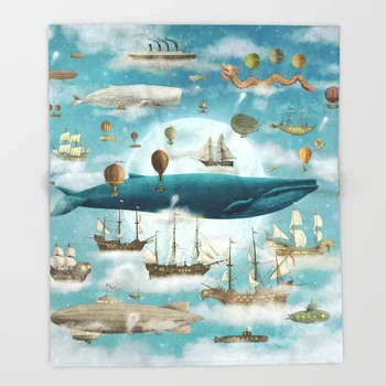 

Marine Animal Blanket Color Design Ocean Meets Sky Fleece Blankets and Throw Blanket for Beds Christmas Decorations for Home
