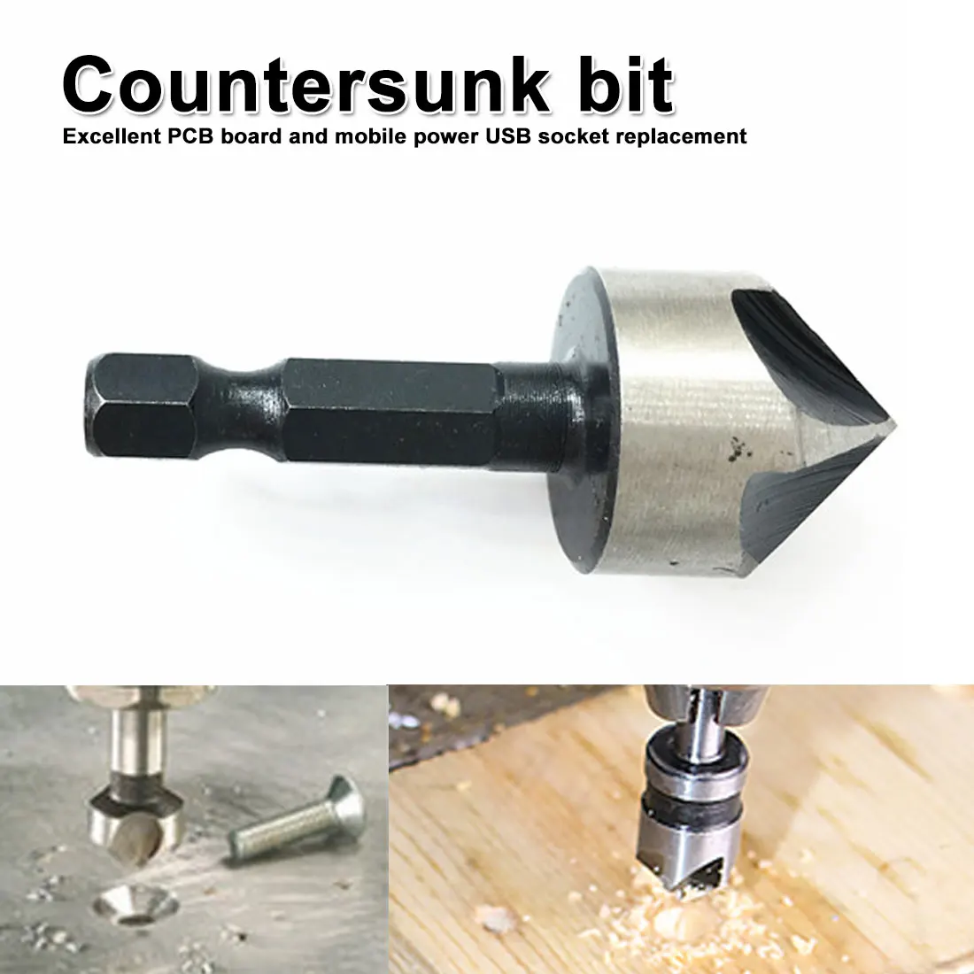

1pc Alloy chamfer drill 6 Flute Countersink Drill Bit 90 Degree Point Angle Chamfer Cutting Woodworking Tool