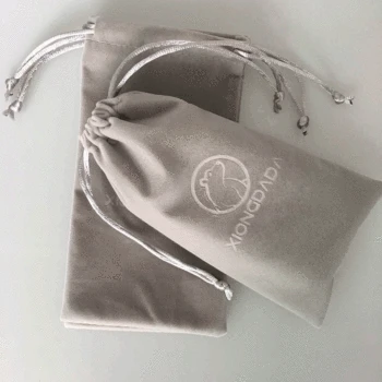 

Top Grade Gray Jewelry Flannelette Bag Velvet Drawstring Top Storage Bag Key Necklace Perfume Packing Bags Customizable