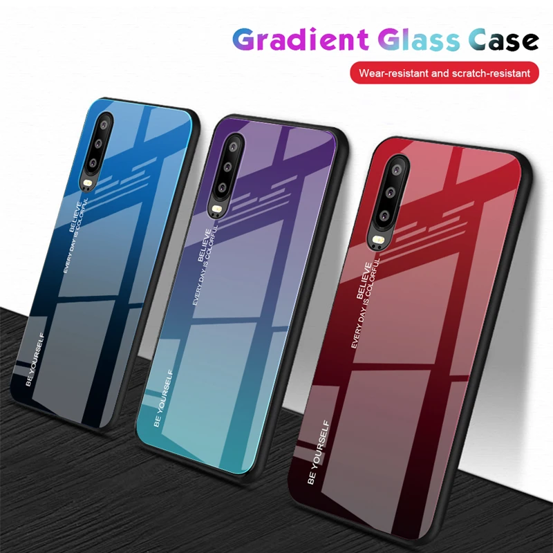 Градиентная закаленная стеклянная задняя крышка для Huawei Honor 8X 20i 10i P30 Pro Mate20 Lite Y5 Y6