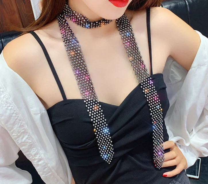 Винтажные Колье для женщин Bijoux DIY длинные черные ожерелья с кристаллами массивные ювелирные изделия вечерние подарки