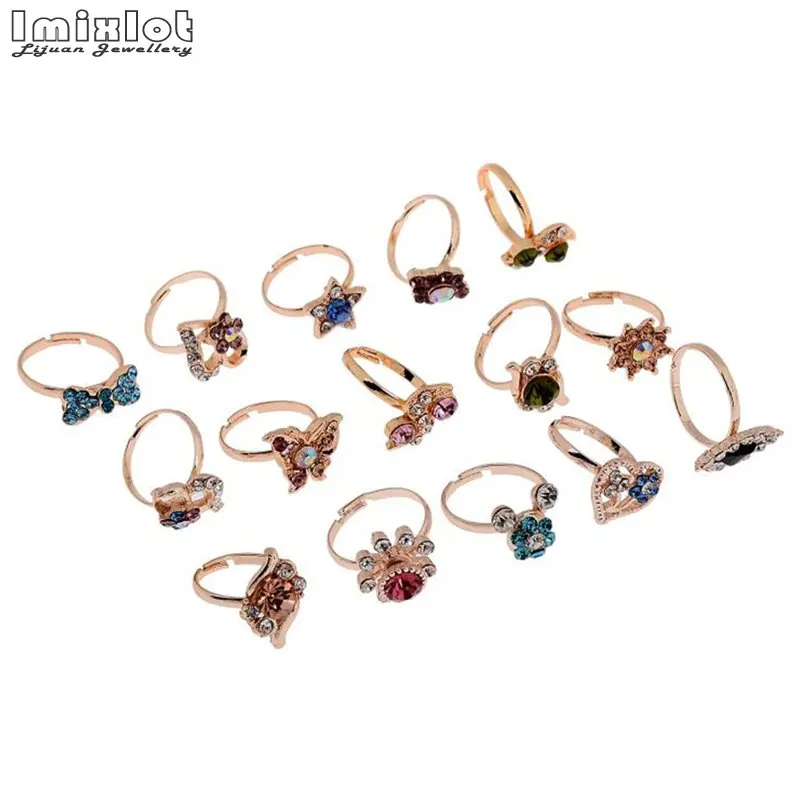Finger Rings Fashion Rings Crystal Rings Stone Rings 10Pcs Mixed Style Bow Flower Shape Jewelry for Women Girls