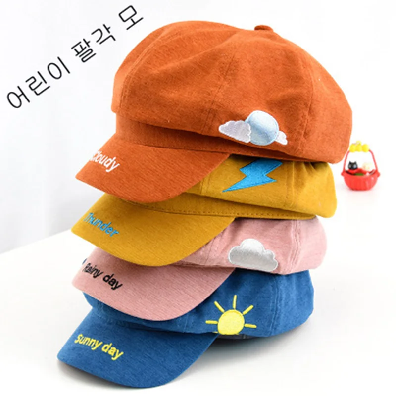 Новая хлопковая детская шапка, восьмиугольная регулируемая детская шапка в стиле ретро для девочек и мальчиков, осенне-зимняя теплая детская шапка для детей 3-9 лет