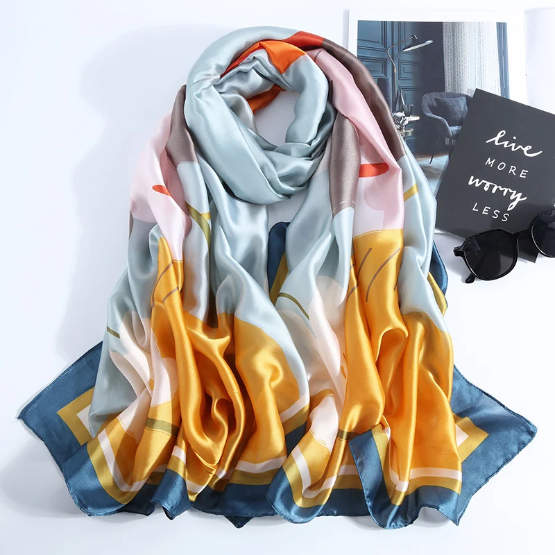 

High Quality Smooth Silk Women Scarf 2019 Fashion New Long Luxury Neck Scarves Bandana Shawls and Wraps Style Scarfs for Ladies