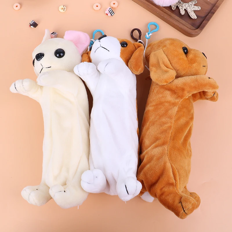 Мультяшный плюшевый чехол для карандашей Kawaii плюшевая собака щенок школьные и