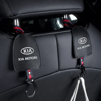 

1/2PCS Car styling Seat Back Storage Hook Emblem Vehicle Headrest Organizer Hanger Storage Hook Groceries Bag Handbag For kia