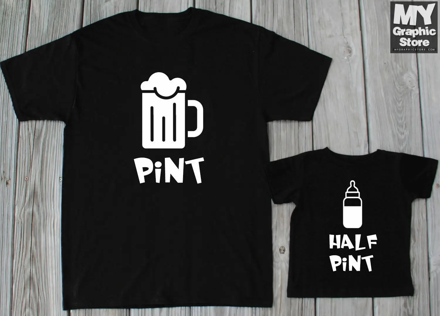 Pint Half T-shirts Daddy Son Matching Shirts and Baby |