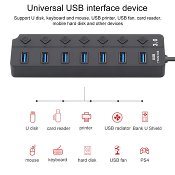 

Portable Mini 4/7 Ports USB 3.0 Hub Adapter Extender Adapter Splitter LED For PC Computer Accessories High Transfer Speed