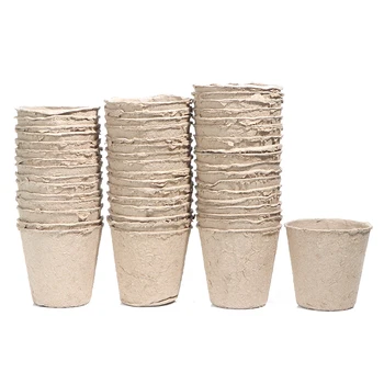 

50Pcs Paper Pot Starters Seedling Herb Seed Nursery Cup Kit Organic Biodegradable Eco-Friendly Home Cultivation