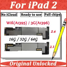 Оригинальная разблокированная материнская плата iCloud для iPad 2 2-го поколения A1395 A1396 A1397 WLAN сотовая версия 16g 32g 64g материнская плата