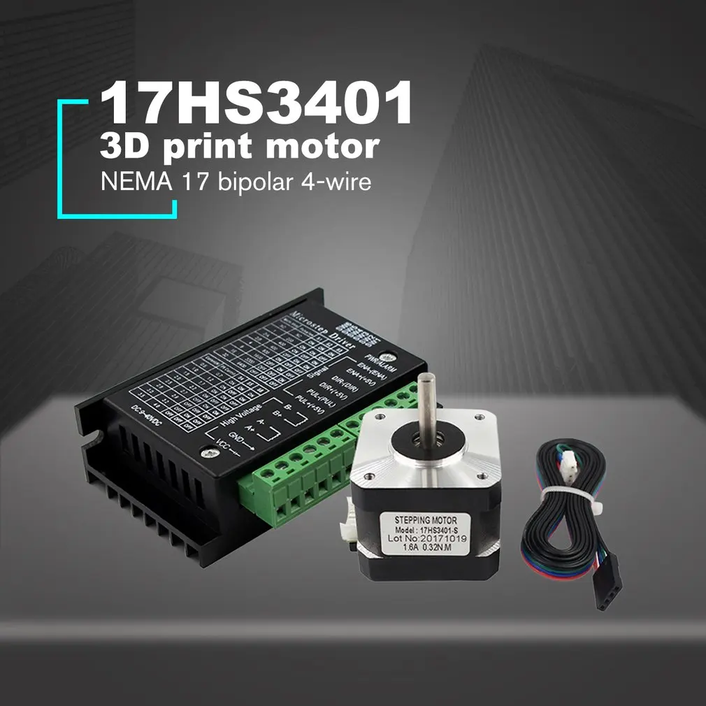 3 в 1 17HS3401 двигатель TB6600 шаговый двигатель драйвер 100 см провод для ЧПУ лазерного и 3d принтера
