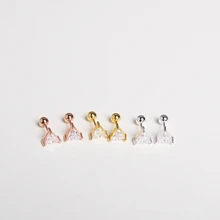 Серьги из стерлингового серебра 925 пробы, простой треугольный Циркон Сережка-гвоздик в форме шурупа, милые, сладкие, для ногтей, для девочек, серебряные серьги